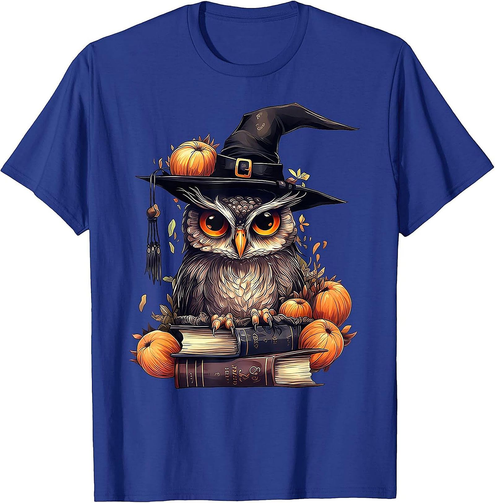 Wise Owl Witch Hat & Books T-Shirt | Fall & Halloween Graphic Tee