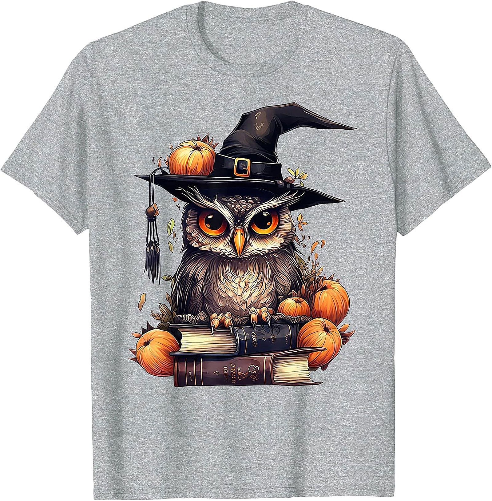 Wise Owl Witch Hat & Books T-Shirt | Fall & Halloween Graphic Tee