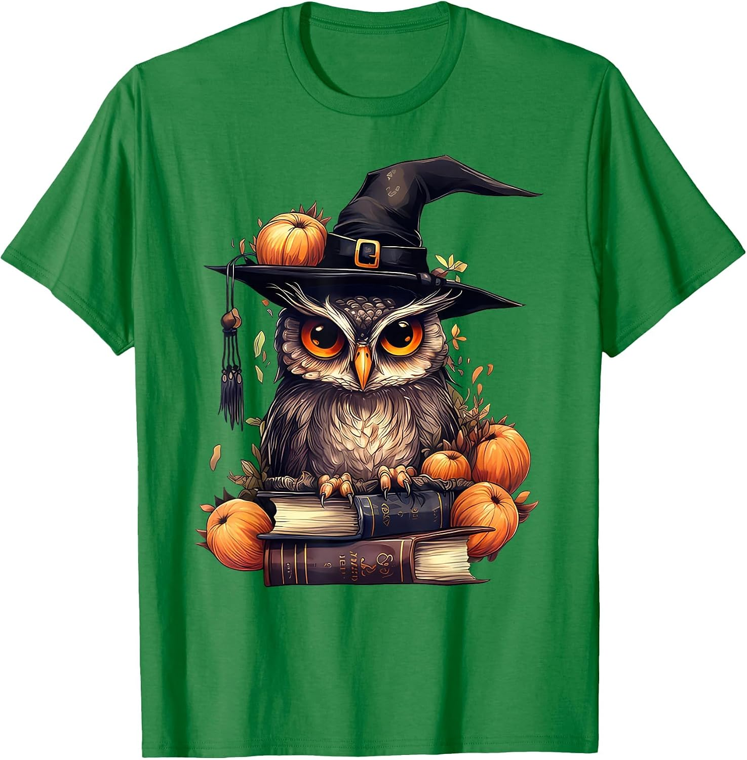 Wise Owl Witch Hat & Books T-Shirt | Fall & Halloween Graphic Tee