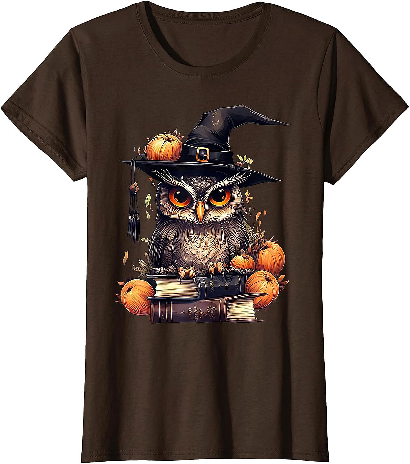 Wise Owl Witch Hat & Books T-Shirt | Fall & Halloween Graphic Tee