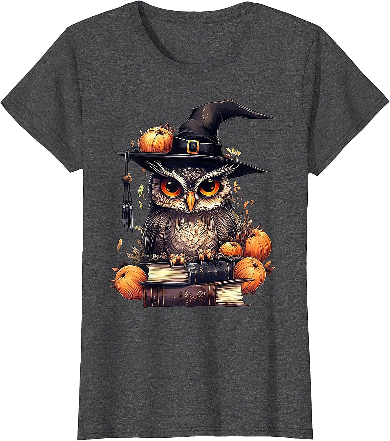 Wise Owl Witch Hat & Books T-Shirt | Fall & Halloween Graphic Tee