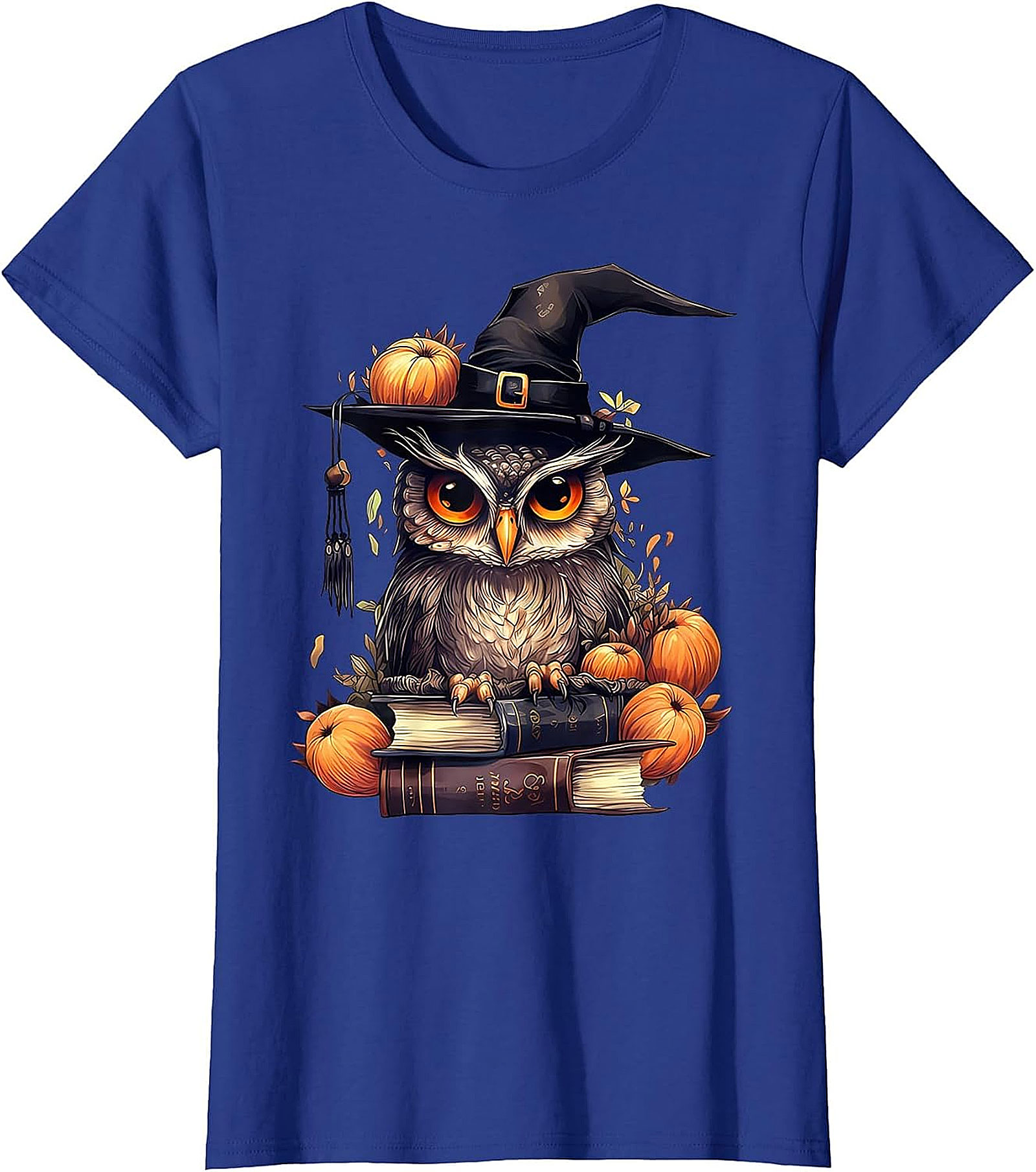 Wise Owl Witch Hat & Books T-Shirt | Fall & Halloween Graphic Tee