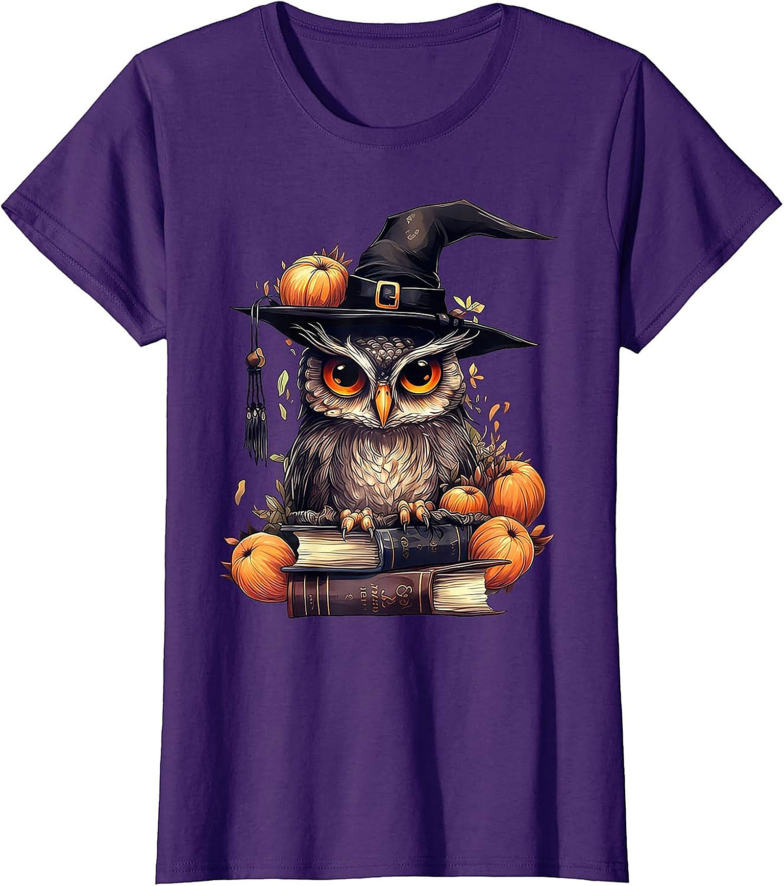 Wise Owl Witch Hat & Books T-Shirt | Fall & Halloween Graphic Tee