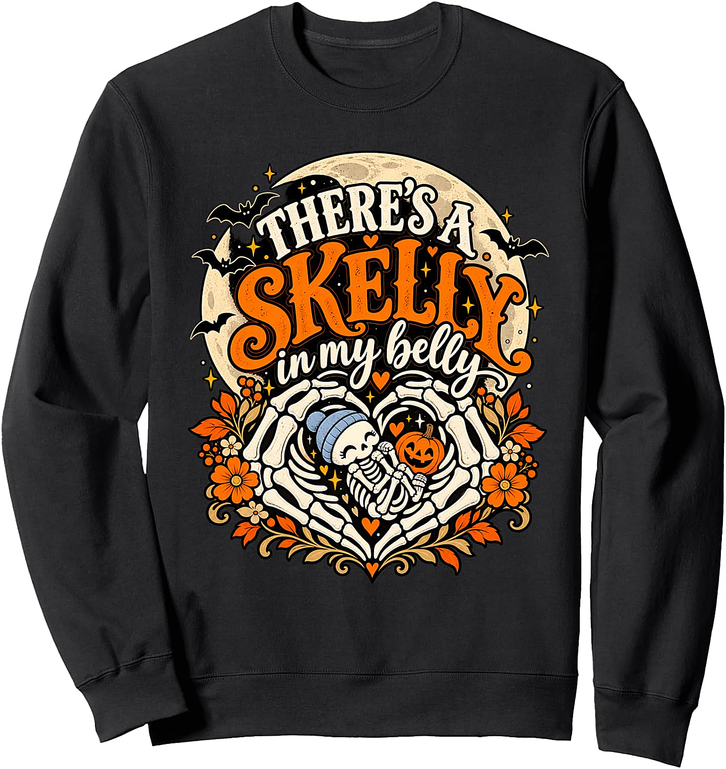 Skelly In My Belly Halloween Pregnancy Reveal Sweatshirt