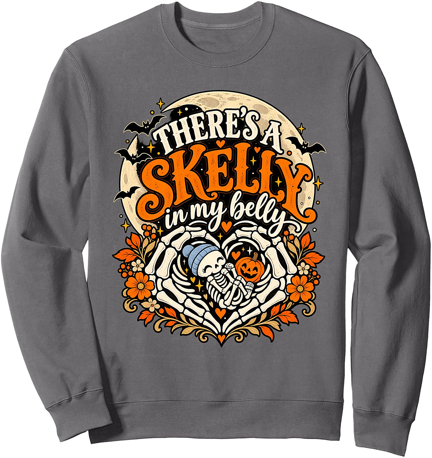 Skelly In My Belly Halloween Pregnancy Reveal Sweatshirt