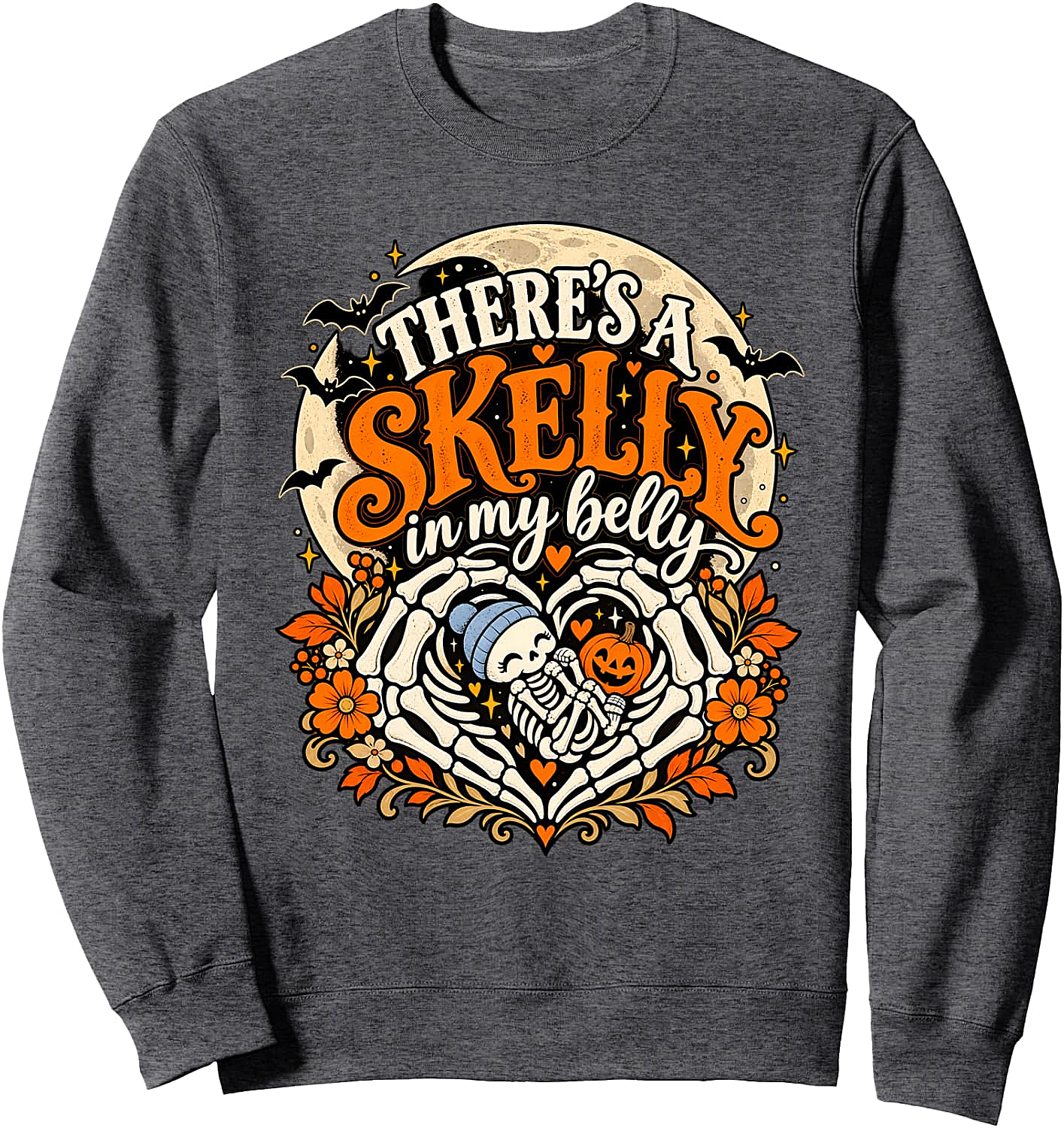 Skelly In My Belly Halloween Pregnancy Reveal Sweatshirt