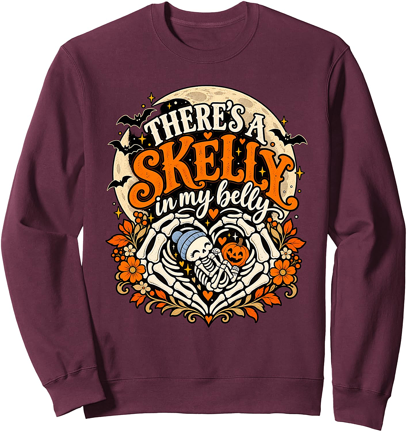Skelly In My Belly Halloween Pregnancy Reveal Sweatshirt