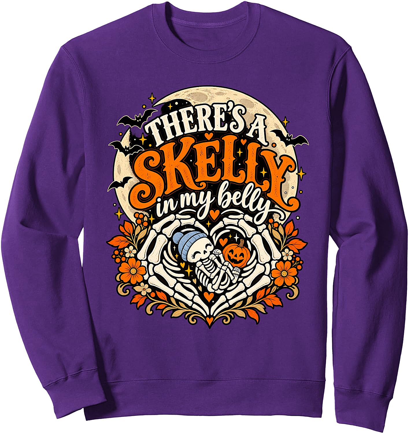 Skelly In My Belly Halloween Pregnancy Reveal Sweatshirt