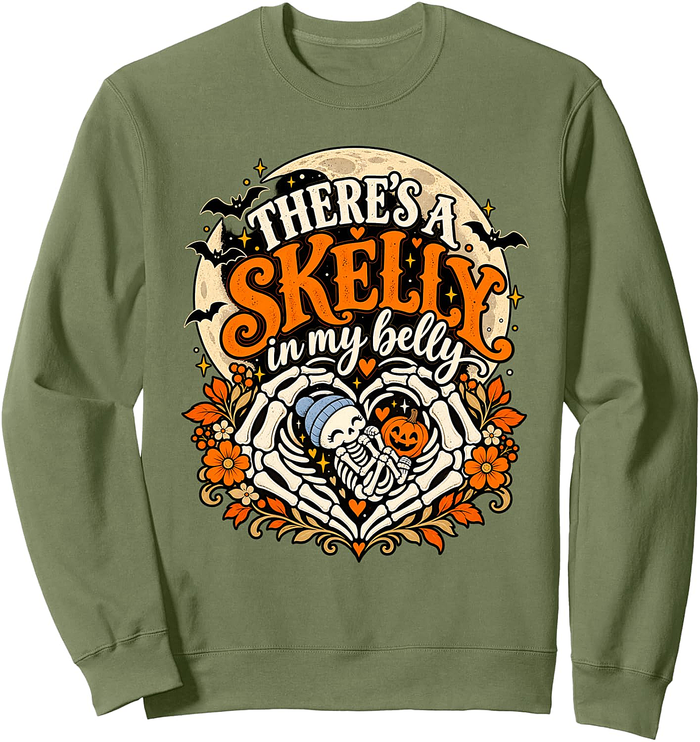 Skelly In My Belly Halloween Pregnancy Reveal Sweatshirt