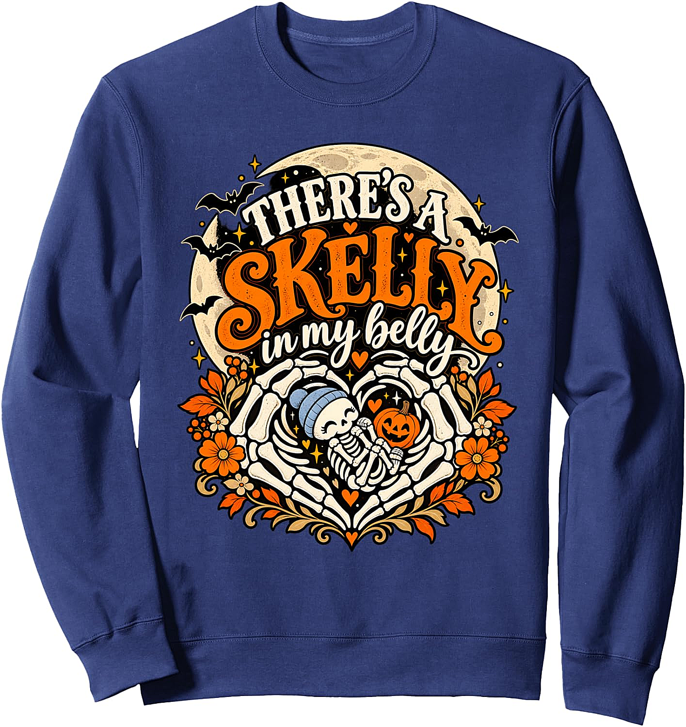 Skelly In My Belly Halloween Pregnancy Reveal Sweatshirt