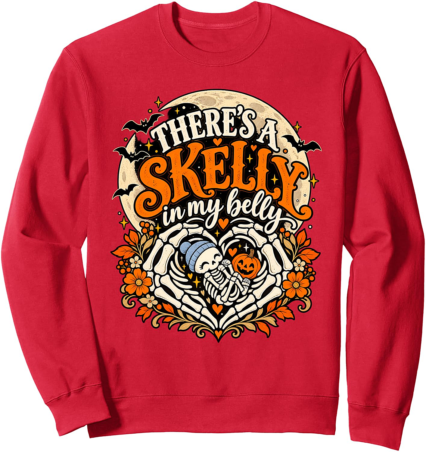 Skelly In My Belly Halloween Pregnancy Reveal Sweatshirt