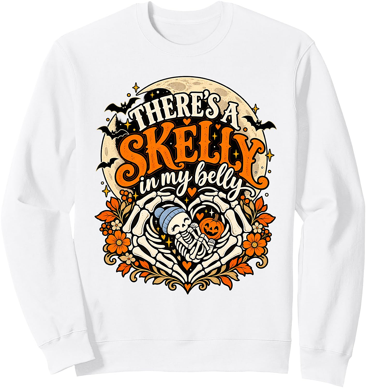 Skelly In My Belly Halloween Pregnancy Reveal Sweatshirt