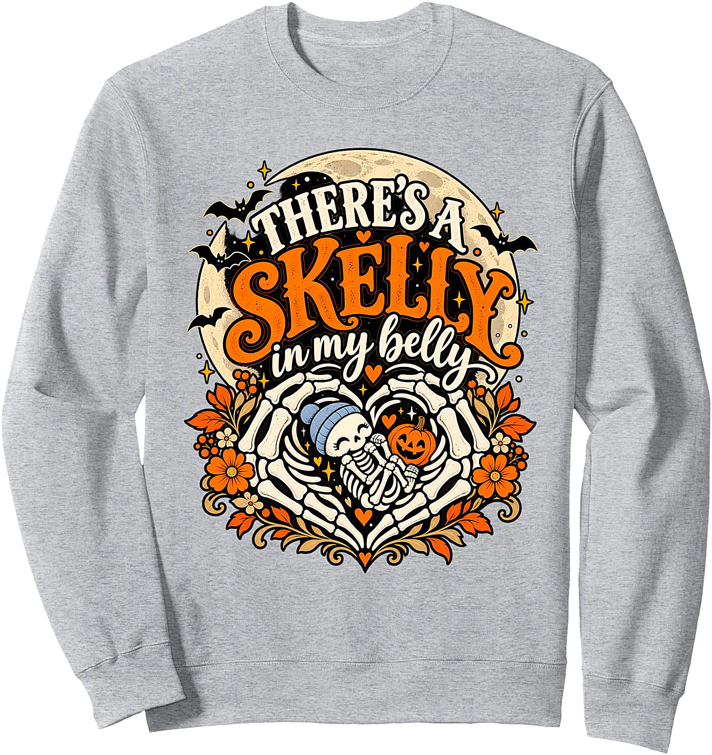 Skelly In My Belly Halloween Pregnancy Reveal Sweatshirt