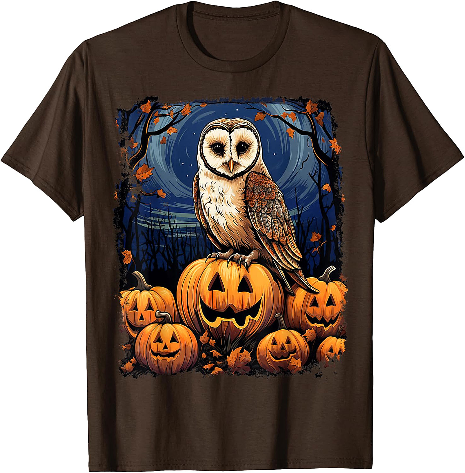 Barn Owl & Jack-o'-Lanterns Halloween Graphic | Autumn Night