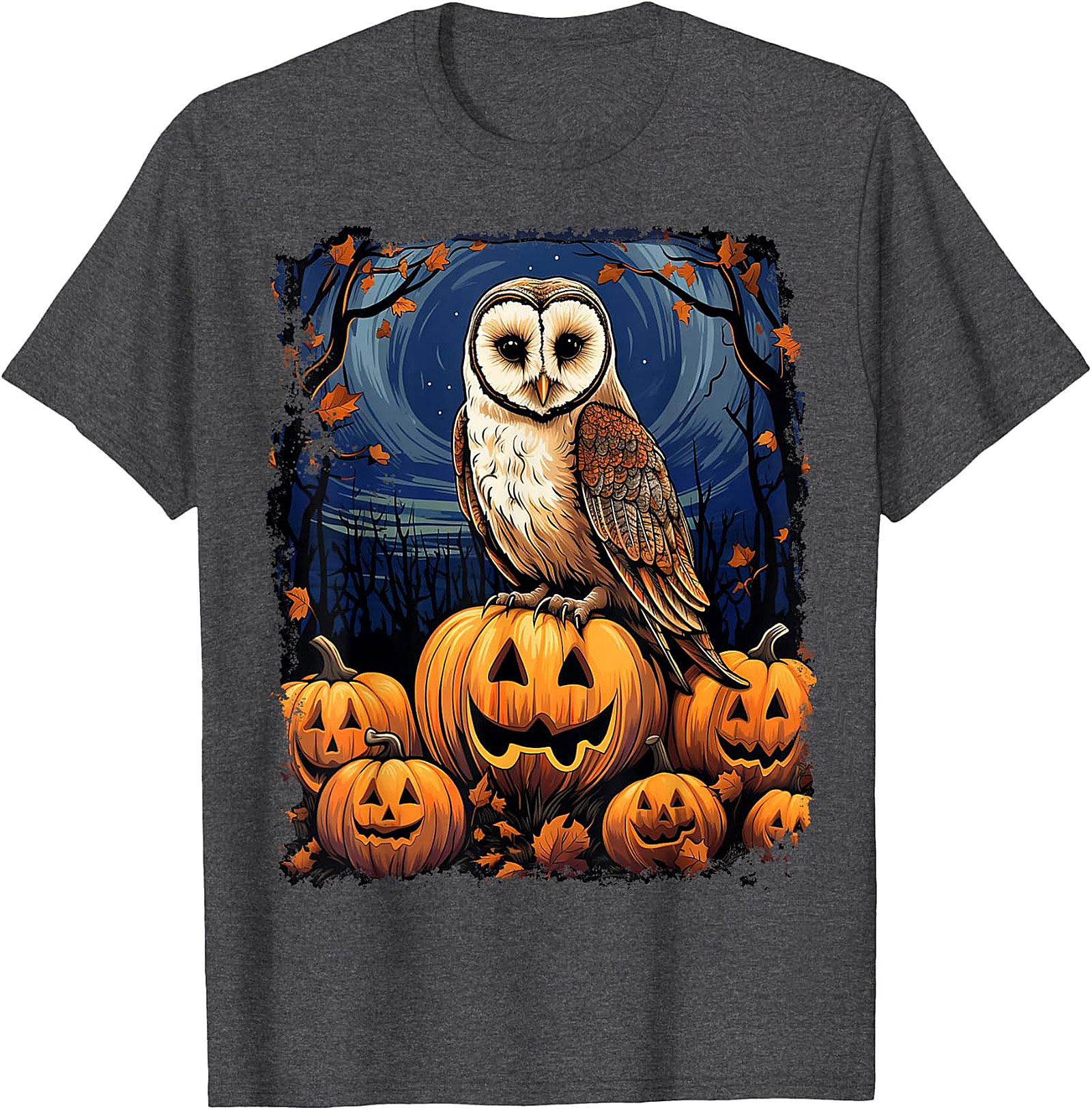 Barn Owl & Jack-o'-Lanterns Halloween Graphic | Autumn Night