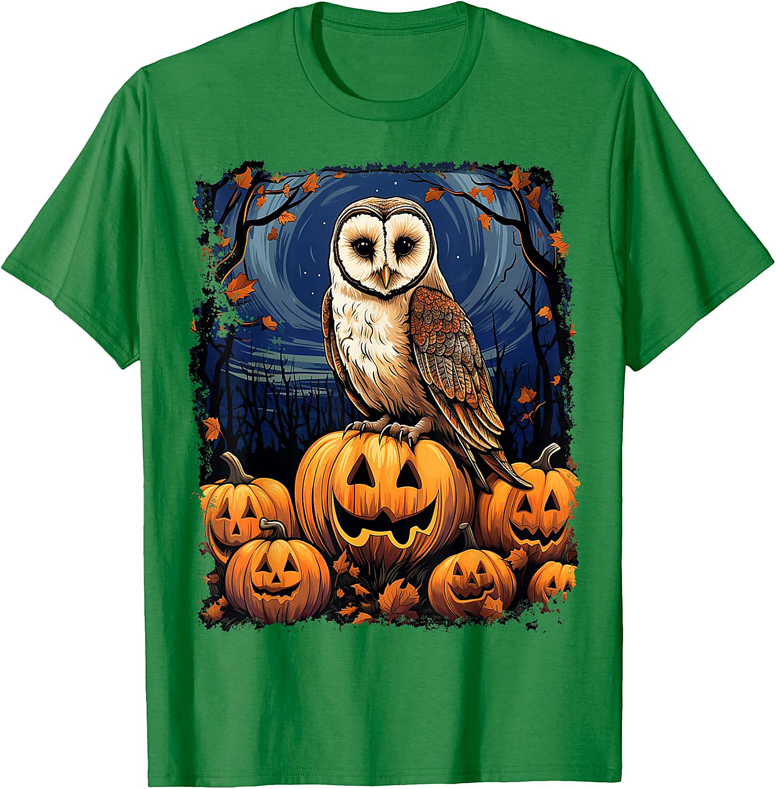 Barn Owl & Jack-o'-Lanterns Halloween Graphic | Autumn Night