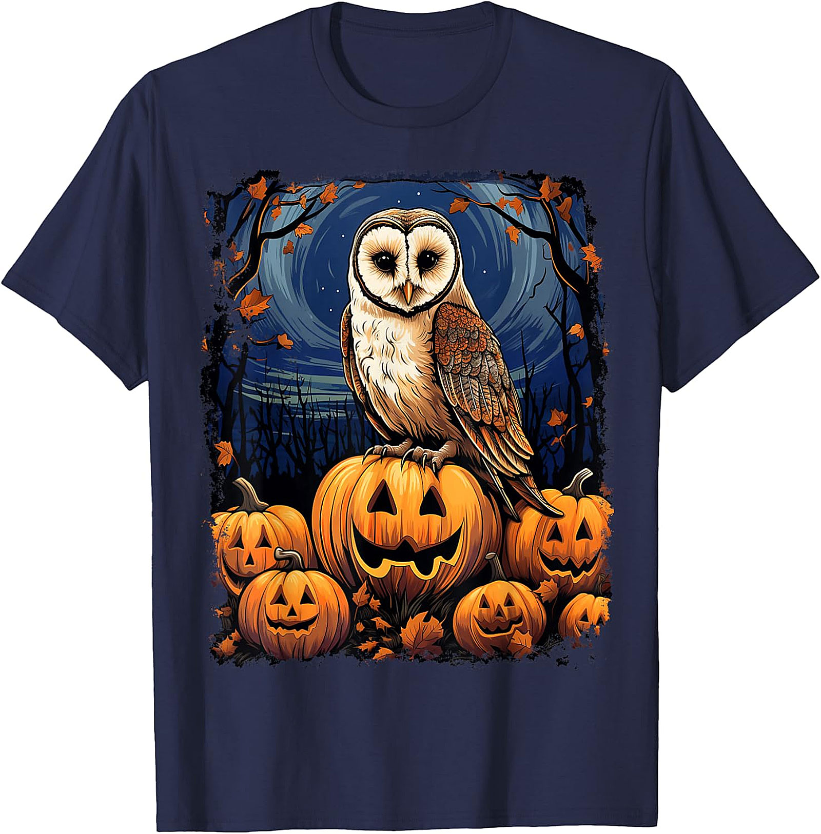 Barn Owl & Jack-o'-Lanterns Halloween Graphic | Autumn Night