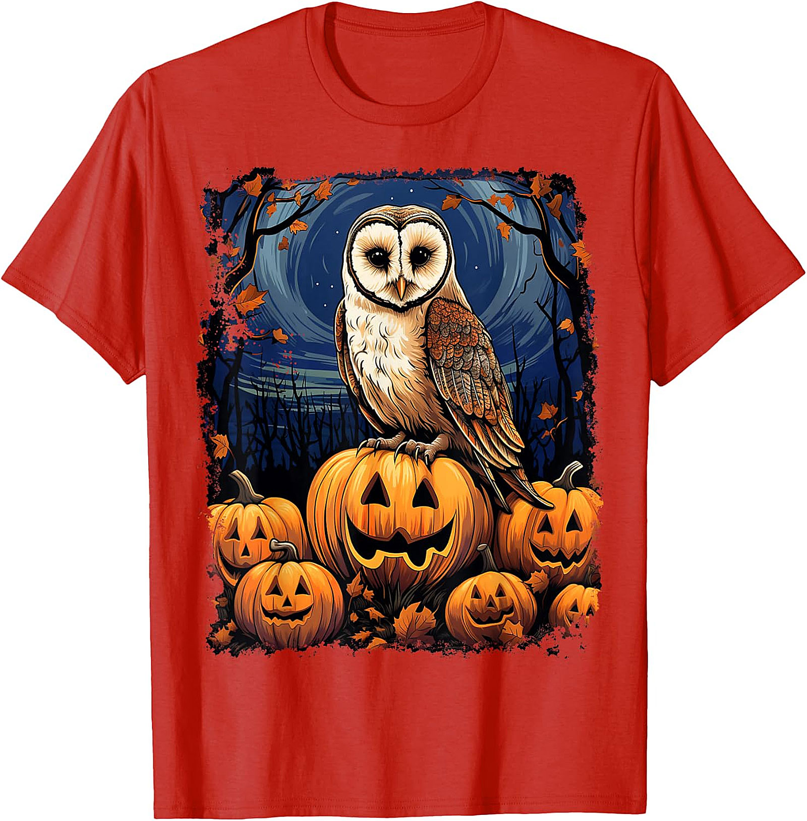 Barn Owl & Jack-o'-Lanterns Halloween Graphic | Autumn Night