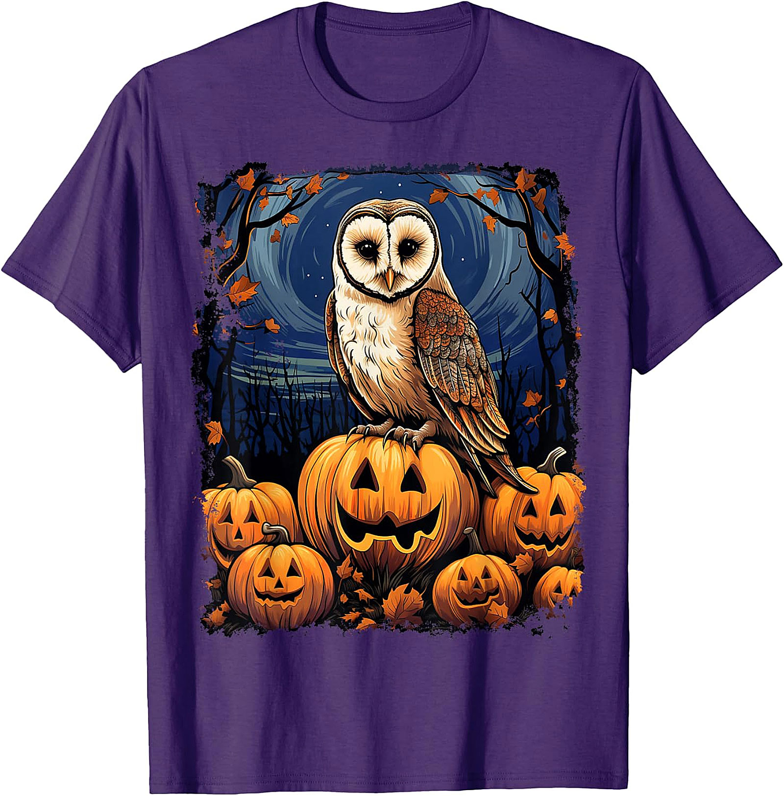 Barn Owl & Jack-o'-Lanterns Halloween Graphic | Autumn Night