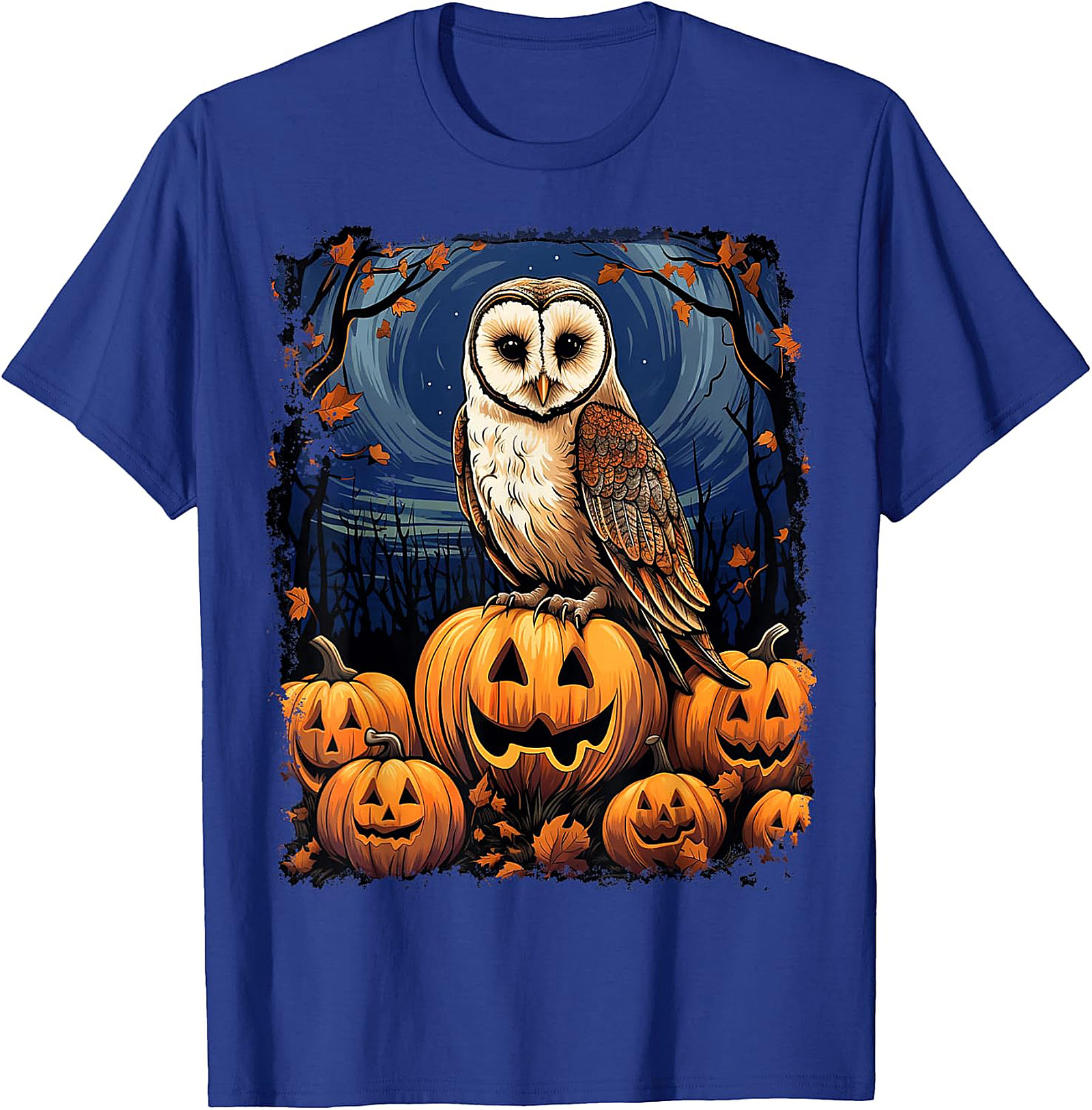 Barn Owl & Jack-o'-Lanterns Halloween Graphic | Autumn Night