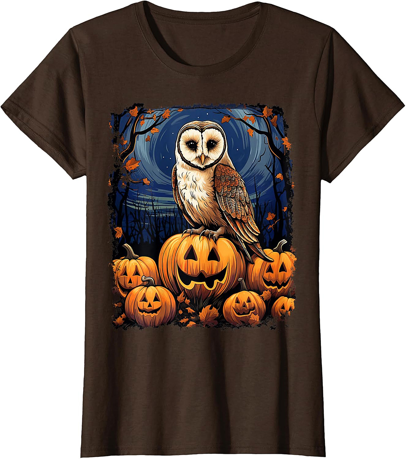 Barn Owl & Jack-o'-Lanterns Halloween Graphic | Autumn Night