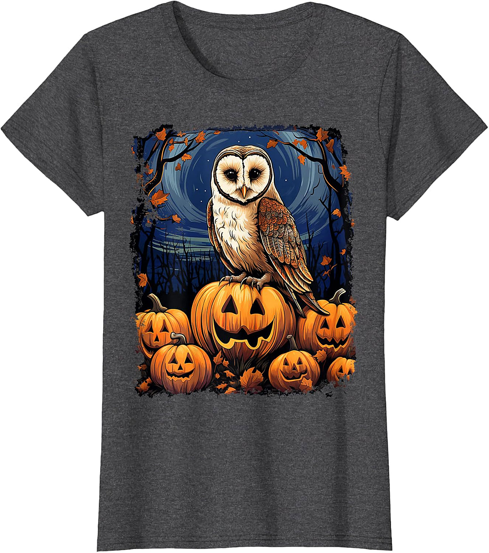 Barn Owl & Jack-o'-Lanterns Halloween Graphic | Autumn Night