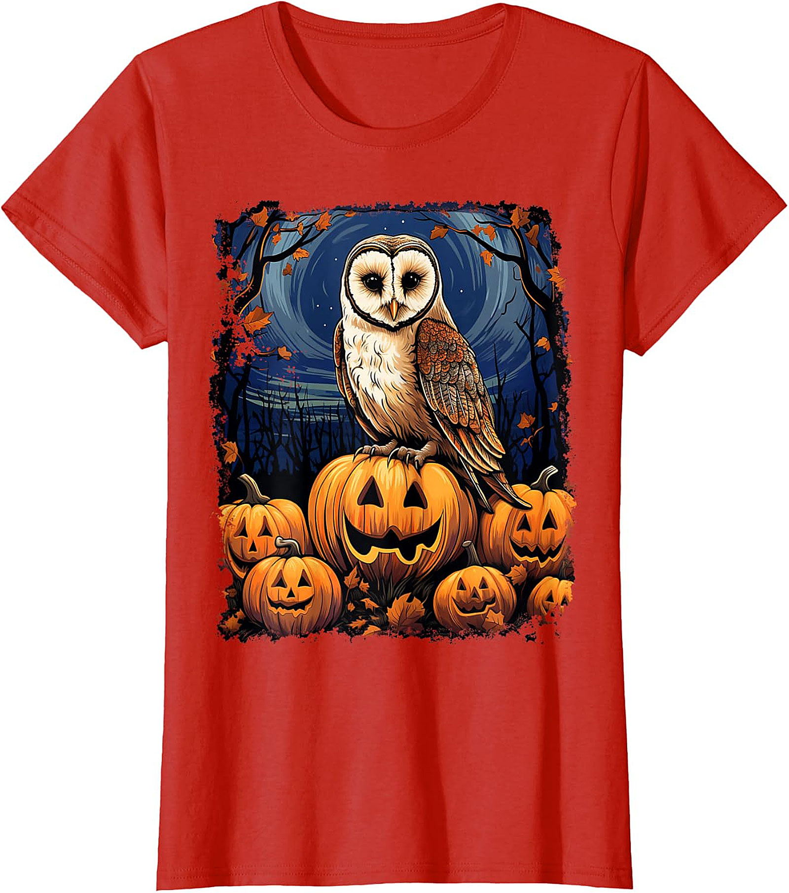 Barn Owl & Jack-o'-Lanterns Halloween Graphic | Autumn Night