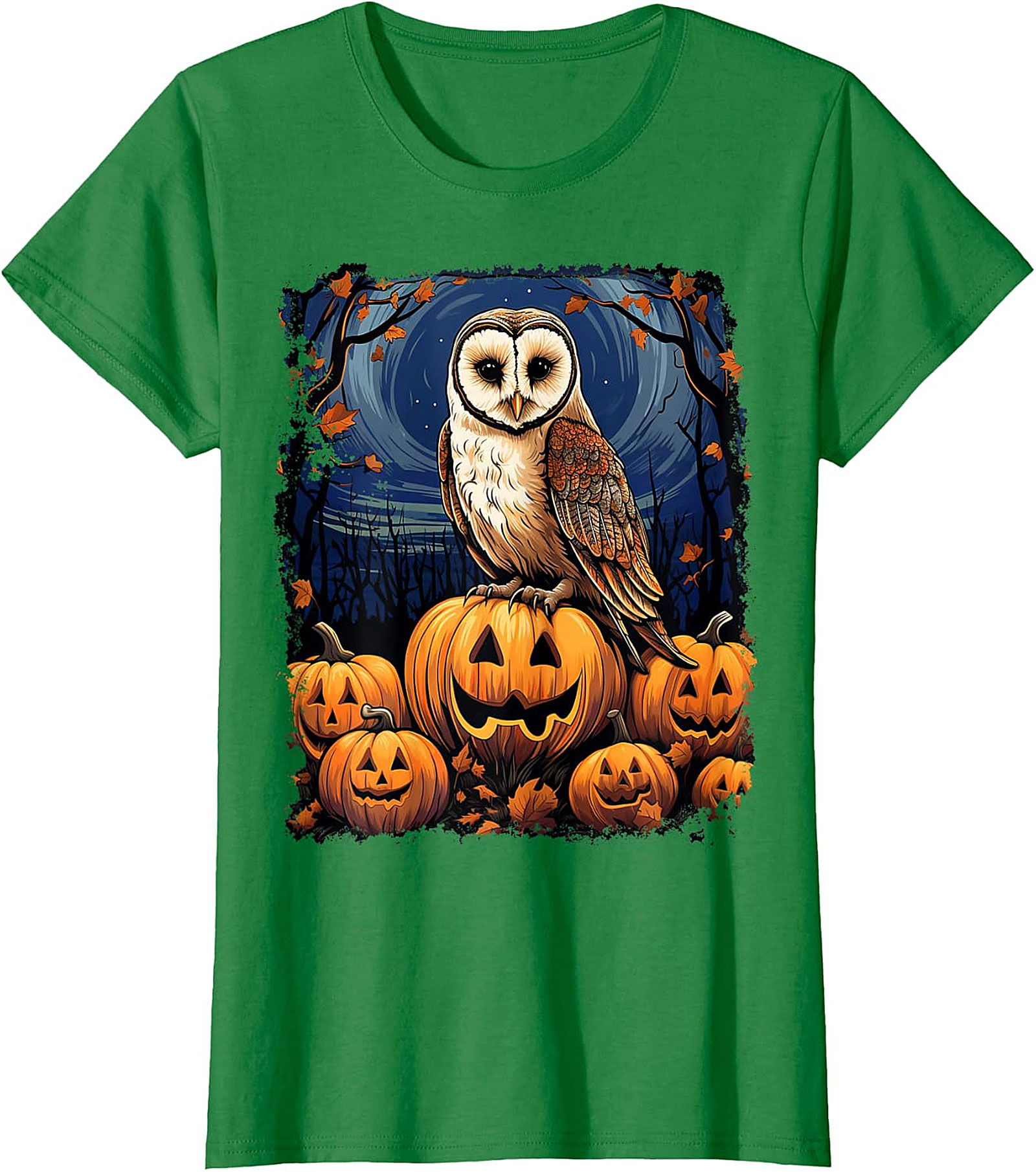 Barn Owl & Jack-o'-Lanterns Halloween Graphic | Autumn Night