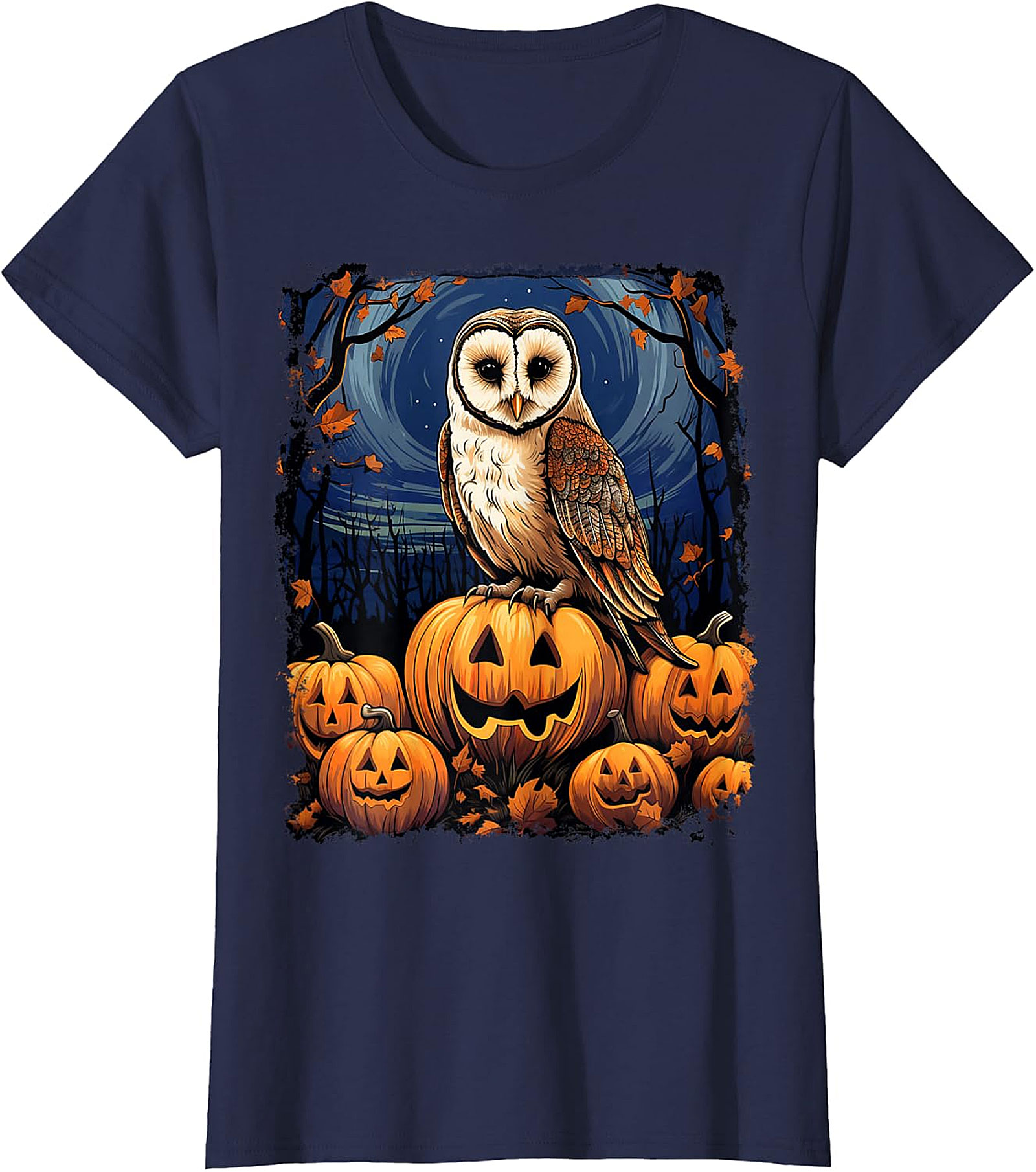 Barn Owl & Jack-o'-Lanterns Halloween Graphic | Autumn Night