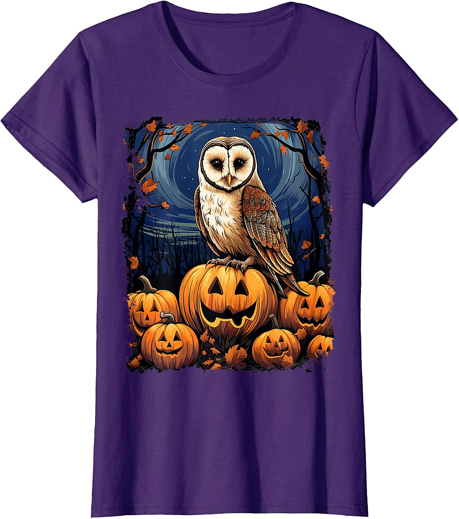 Barn Owl & Jack-o'-Lanterns Halloween Graphic | Autumn Night