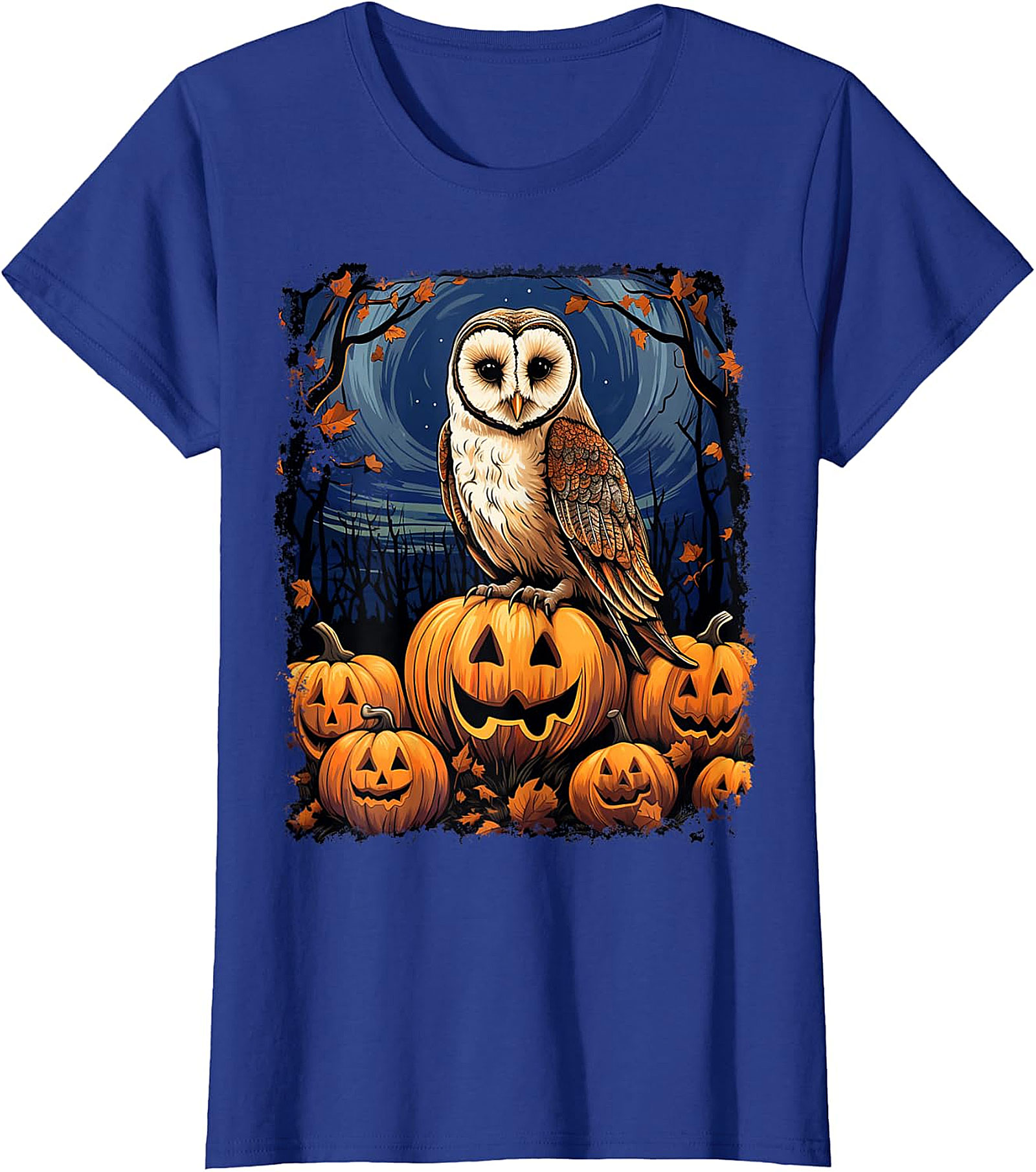 Barn Owl & Jack-o'-Lanterns Halloween Graphic | Autumn Night