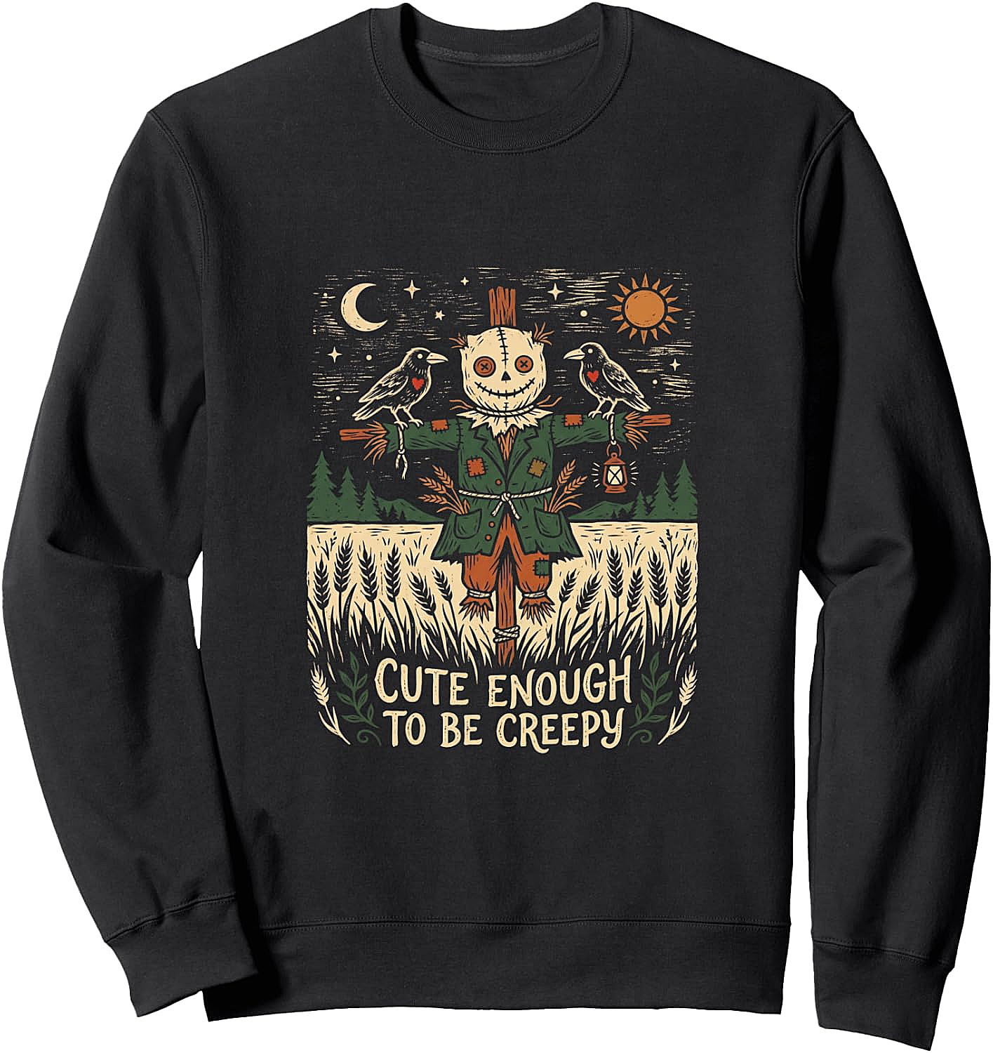 Cute & Creepy Scarecrow Halloween Sweatshirt Spooky Season