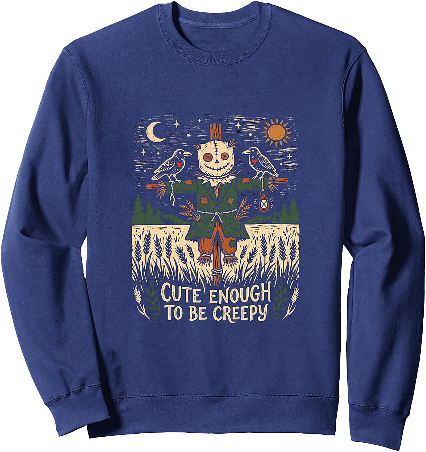 Cute & Creepy Scarecrow Halloween Sweatshirt Spooky Season