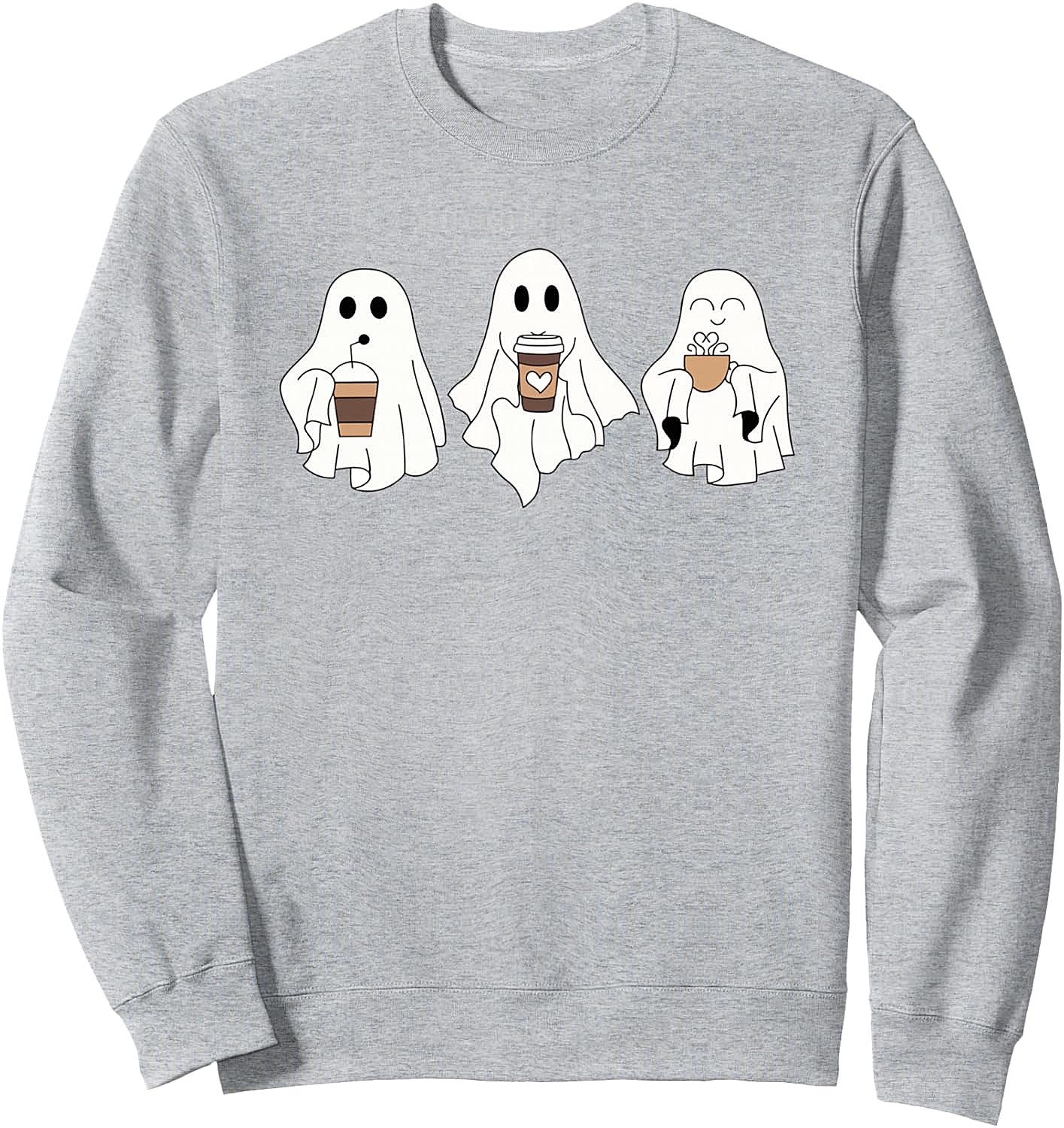  Cute Ghost Coffee Sweatshirt Halloween Graphic Tee