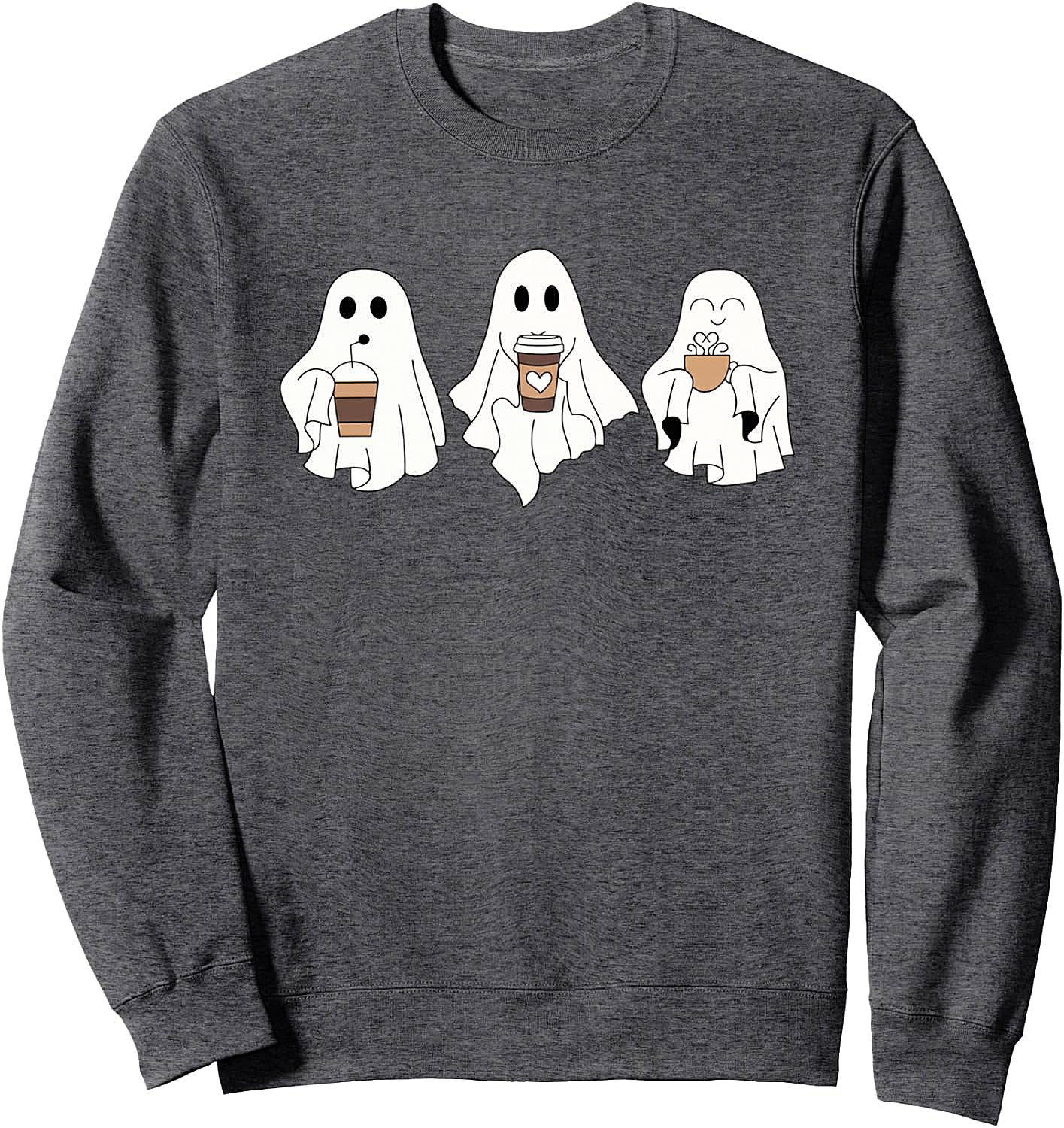  Cute Ghost Coffee Sweatshirt Halloween Graphic Tee