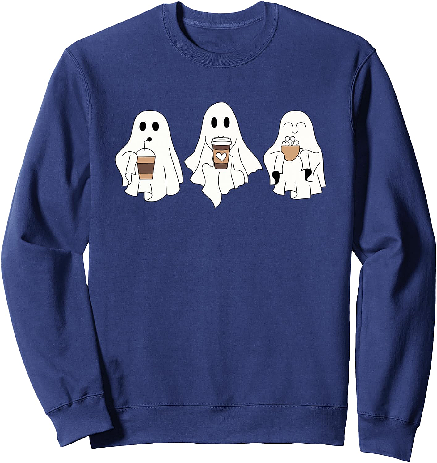  Cute Ghost Coffee Sweatshirt Halloween Graphic Tee