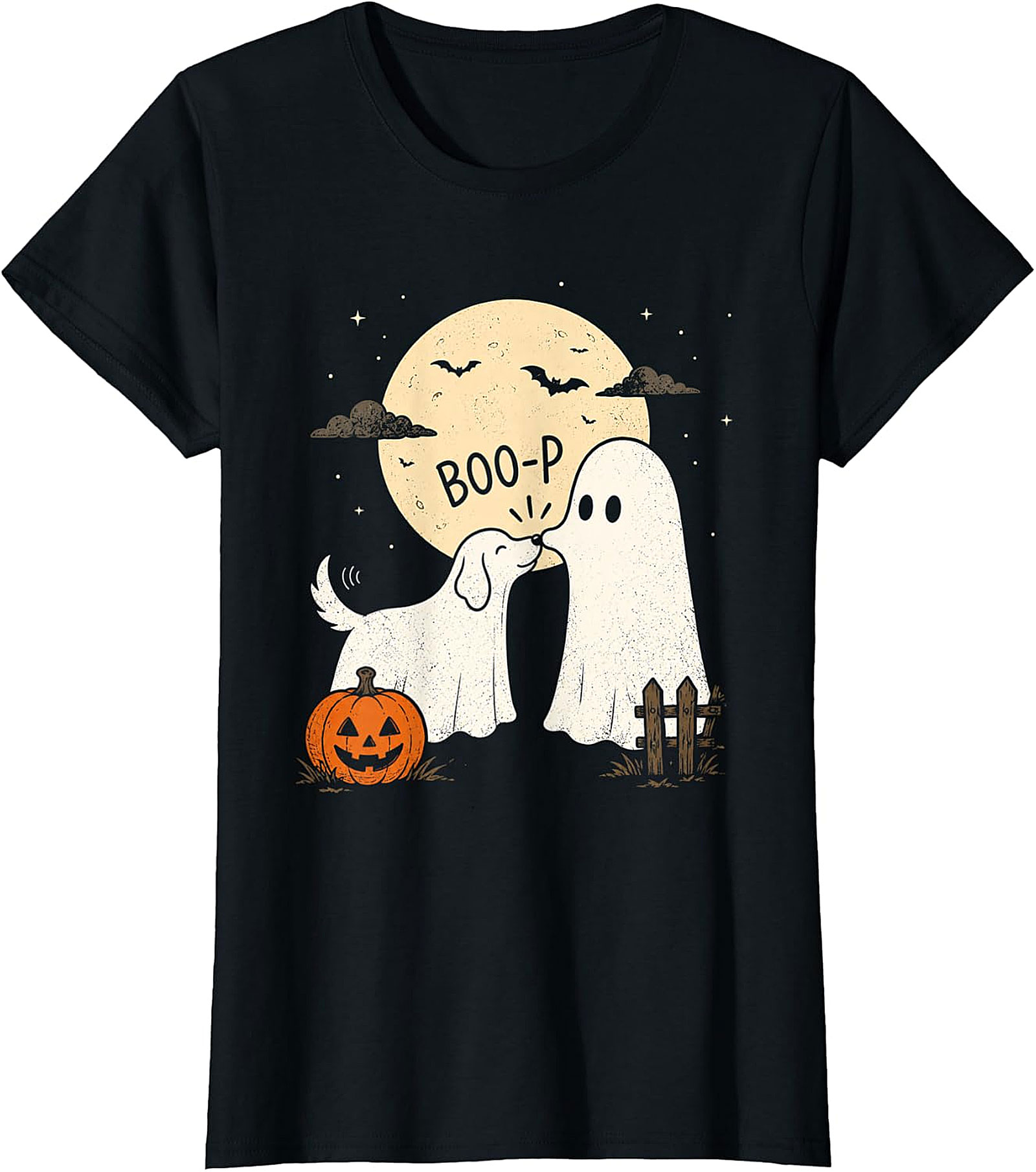 Boo-P Ghost & Dog Halloween T-Shirt | Funny Pet & Spooky Tee
