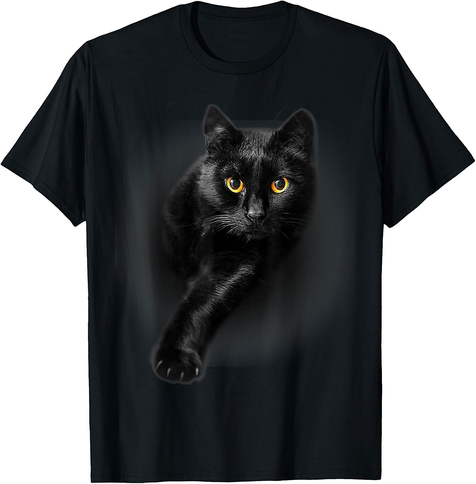 Mystical Black Cat Art Print | Piercing Golden Eyes