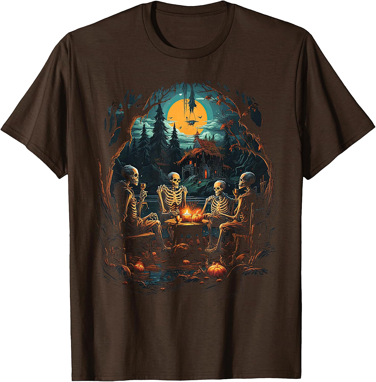 Skeleton Soiree Moonlight Graphic Tee | Spooky Halloween Apparel
