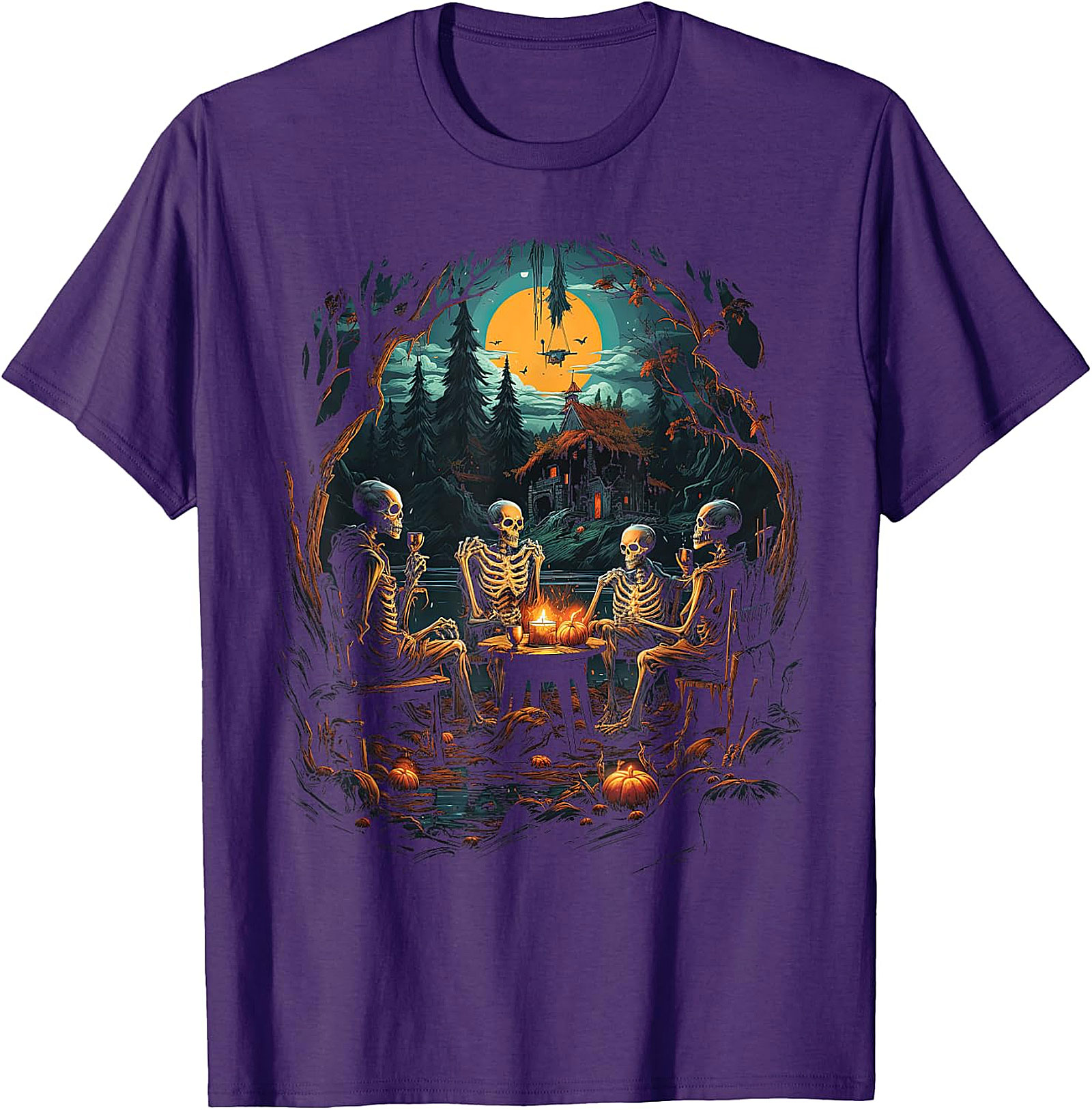 Skeleton Soiree Moonlight Graphic Tee | Spooky Halloween Apparel