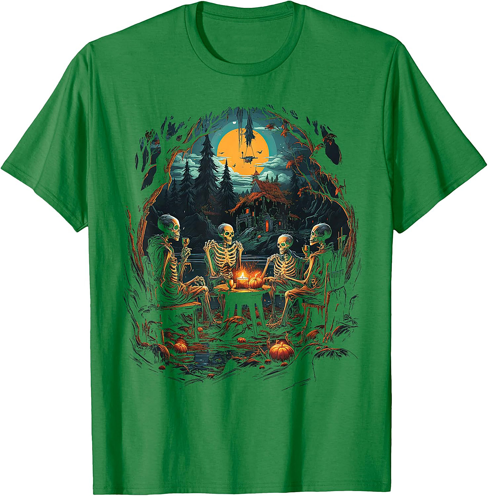 Skeleton Soiree Moonlight Graphic Tee | Spooky Halloween Apparel