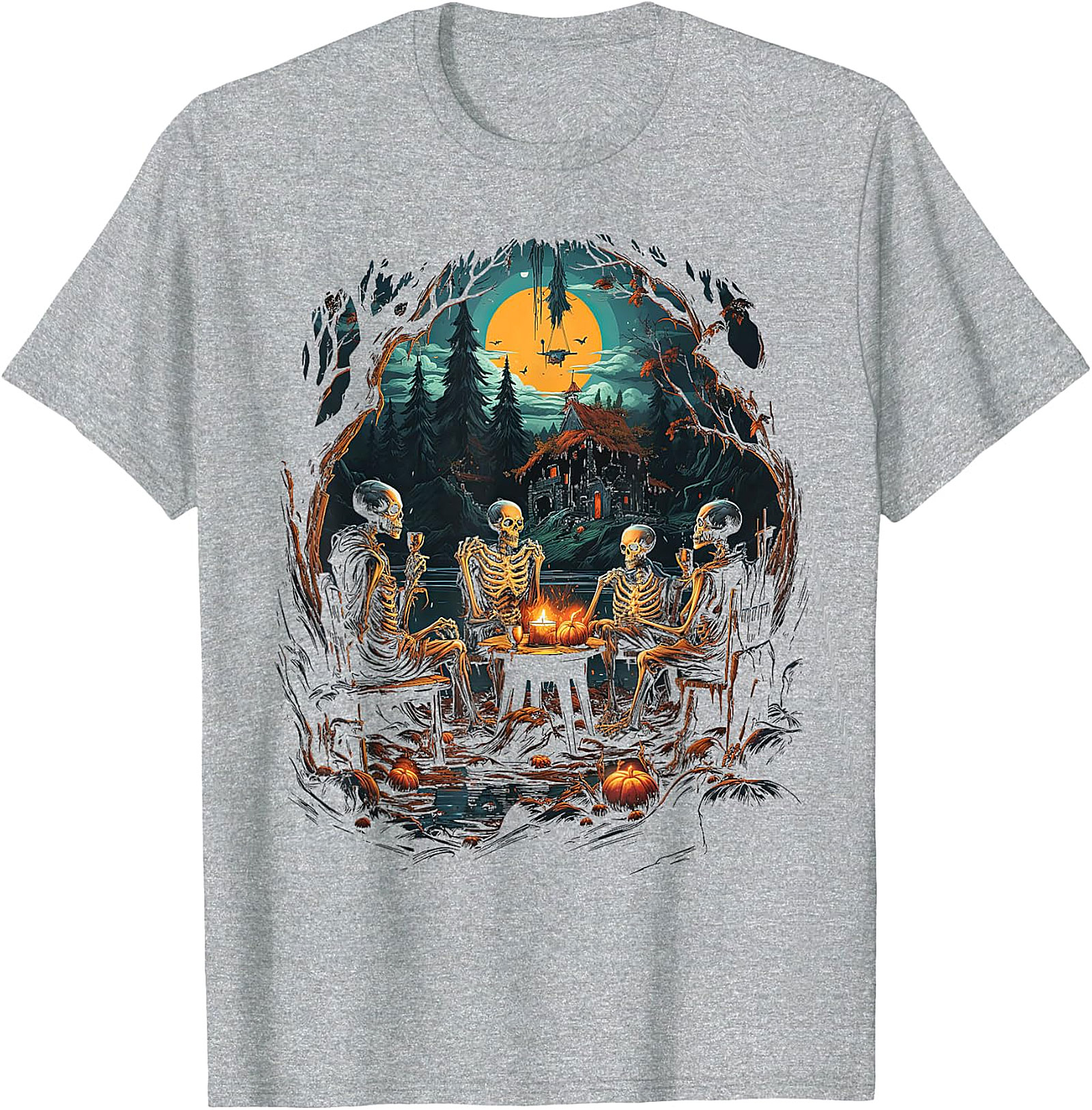 Skeleton Soiree Moonlight Graphic Tee | Spooky Halloween Apparel