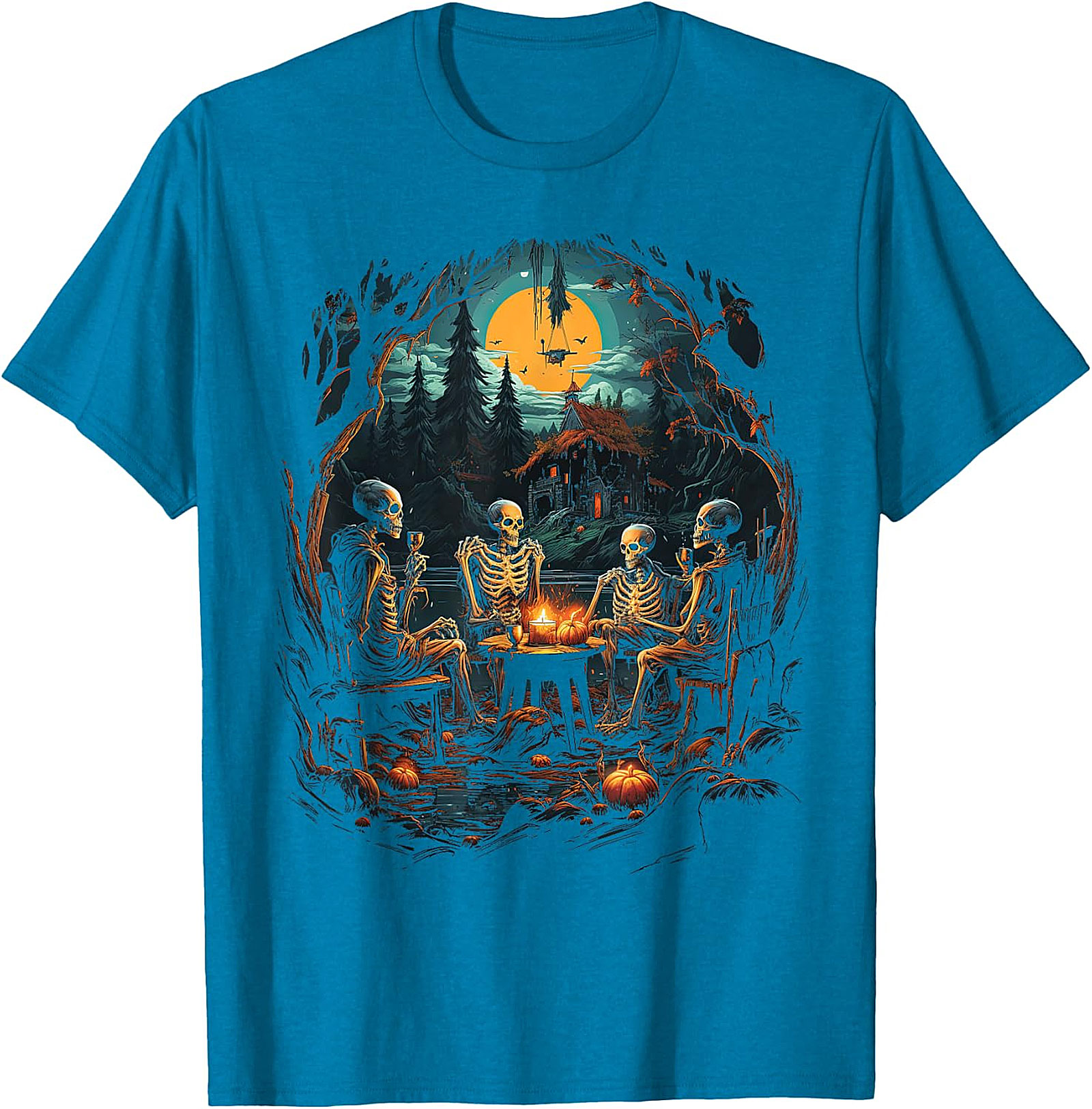 Skeleton Soiree Moonlight Graphic Tee | Spooky Halloween Apparel