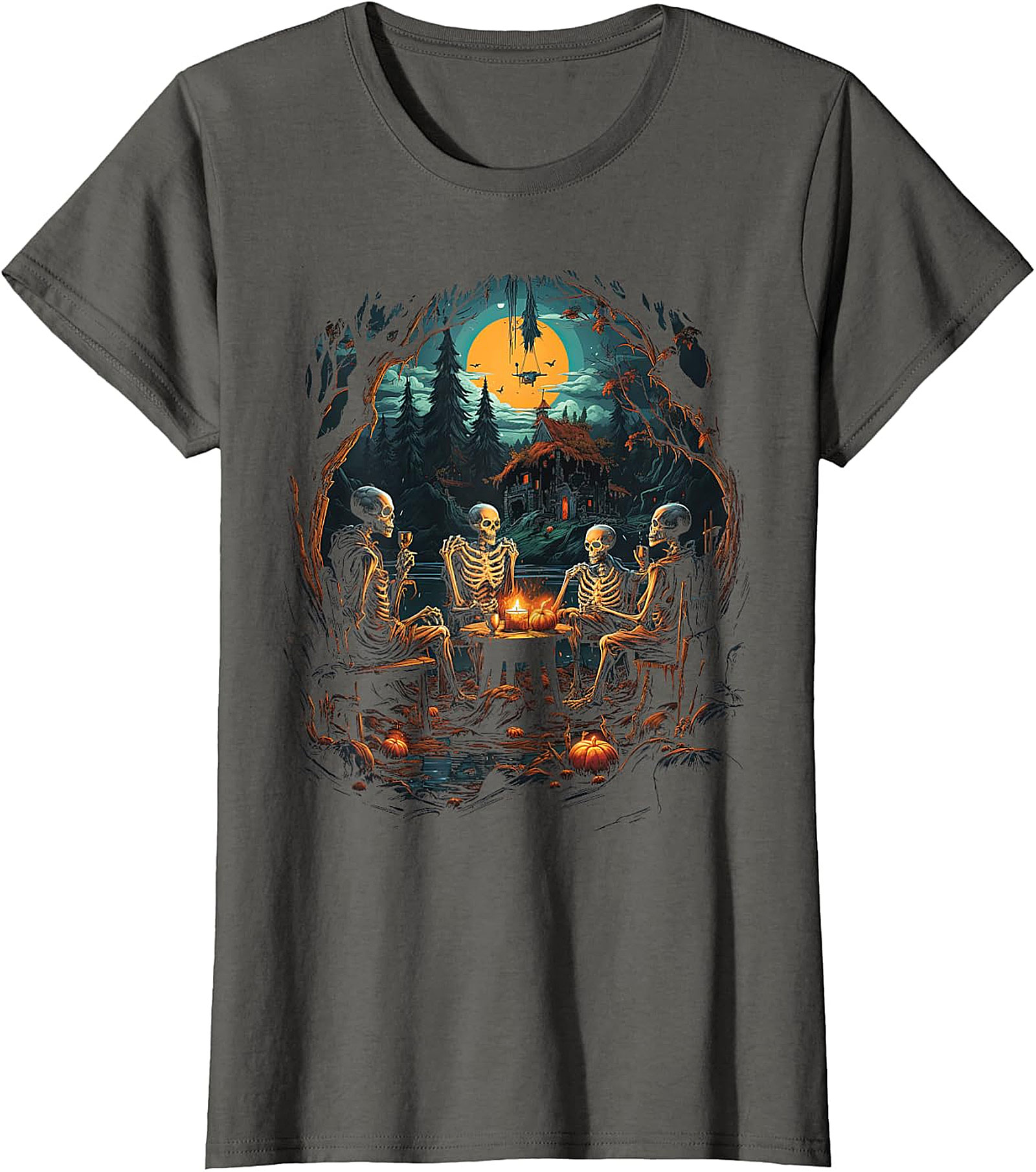 Skeleton Soiree Moonlight Graphic Tee | Spooky Halloween Apparel