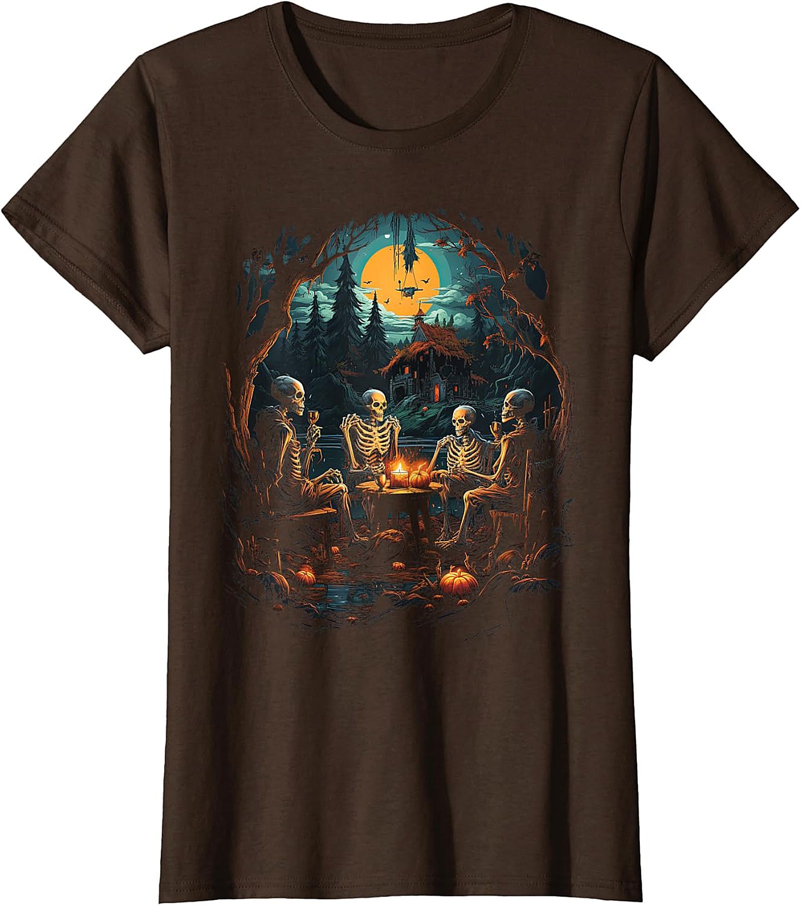 Skeleton Soiree Moonlight Graphic Tee | Spooky Halloween Apparel