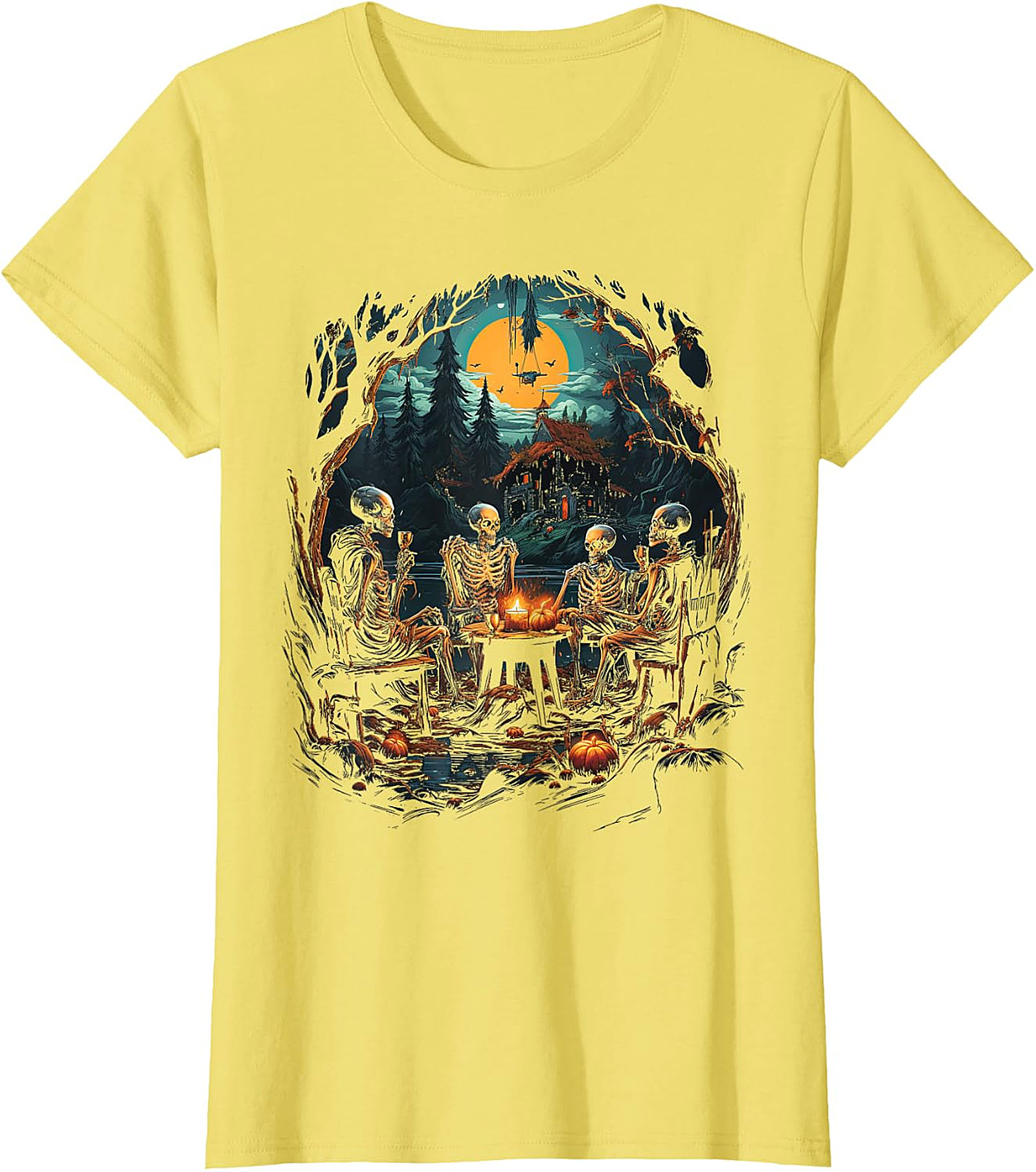 Skeleton Soiree Moonlight Graphic Tee | Spooky Halloween Apparel