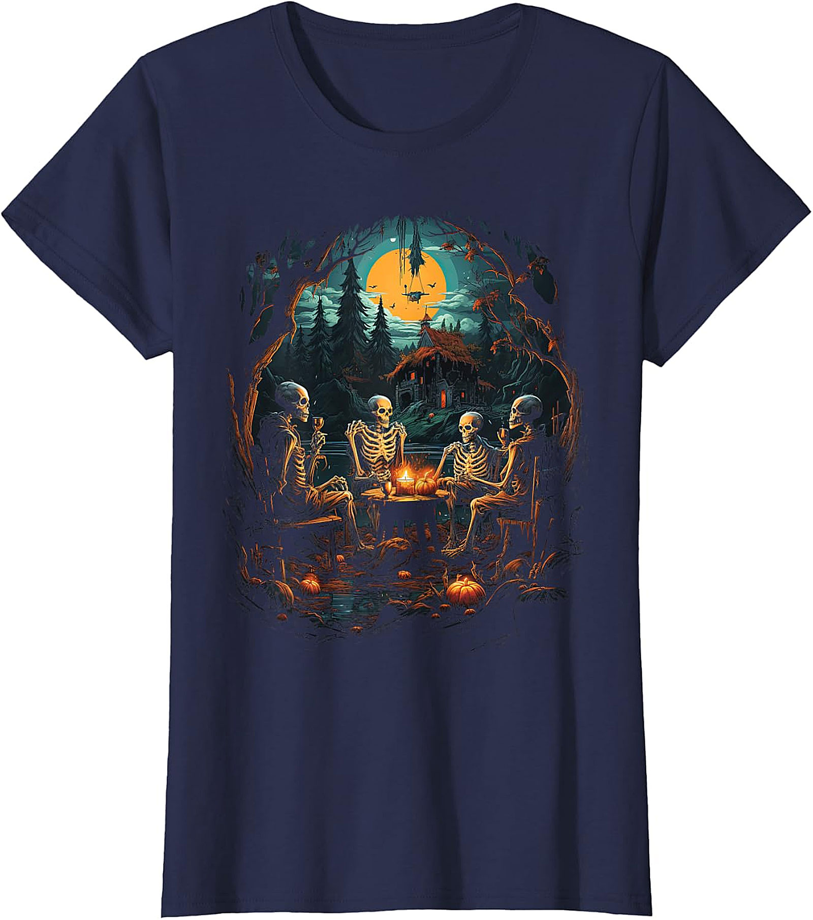 Skeleton Soiree Moonlight Graphic Tee | Spooky Halloween Apparel