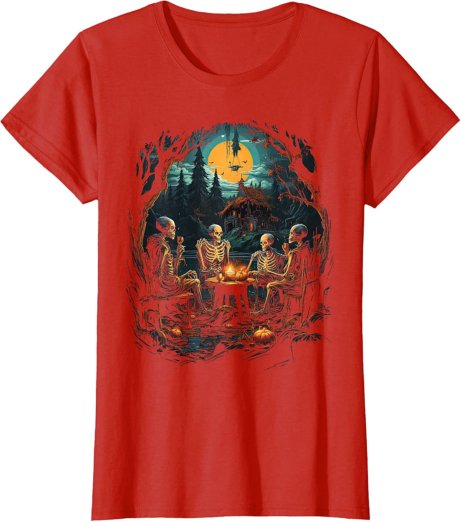 Skeleton Soiree Moonlight Graphic Tee | Spooky Halloween Apparel