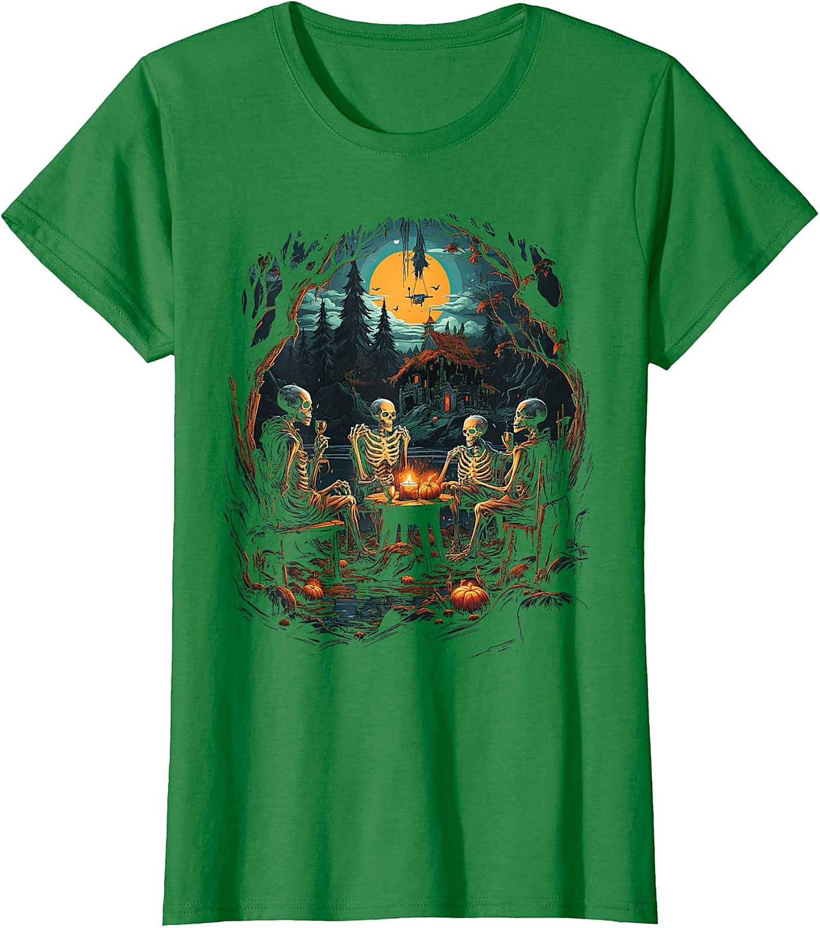 Skeleton Soiree Moonlight Graphic Tee | Spooky Halloween Apparel