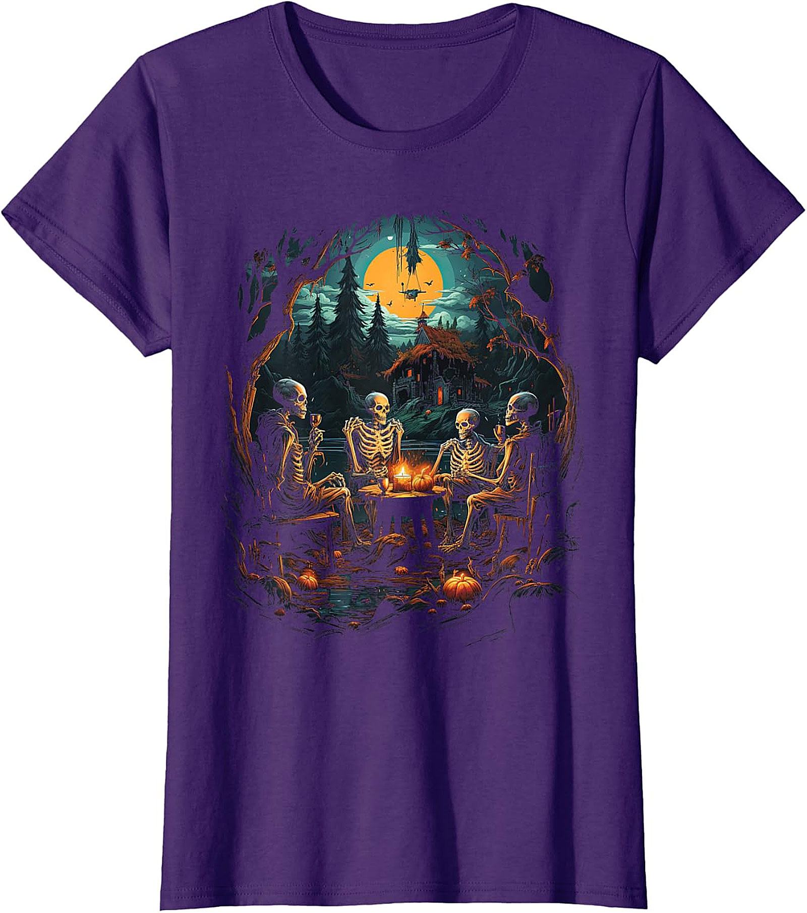 Skeleton Soiree Moonlight Graphic Tee | Spooky Halloween Apparel